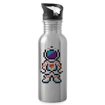 Astronaut verpixelt Weltraum Geschenkidee - Trinkflasche mit integriertem Trinkhalm - Lightsilver - Rechts