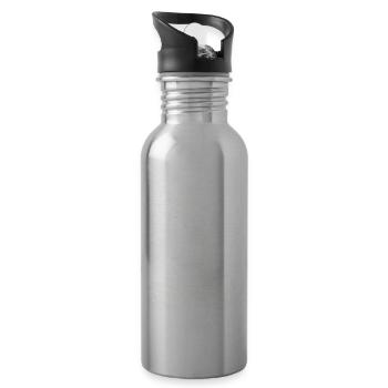 Skull Hoodie Line Drawing - Water bottle with straw - silver - Right