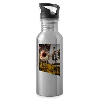 Basketball Basketballspieler Dunking Sport Spieler - Trinkflasche mit integriertem Trinkhalm - Lightsilver - Rechts