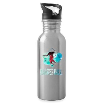 Basketball Basketball Player Dunking Splash Colorful - Water bottle with straw - silver - Right