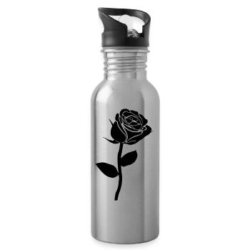 Rose, I love you - Water bottle with straw - silver - Right