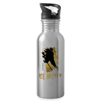 Eishockey Eishockeyspieler Spieler Gold Splash - Trinkflasche mit integriertem Trinkhalm - Lightsilver - Rechts