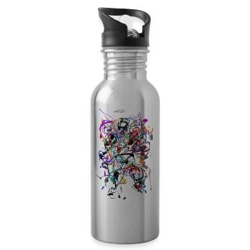 Abstrakt - Trinkflasche mit integriertem Trinkhalm - Lightsilver - Rechts