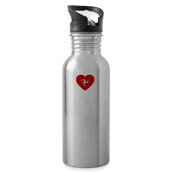 Isle of Man Flagge Triskele Flag of Isle of Man - Water bottle with straw - silver - Right