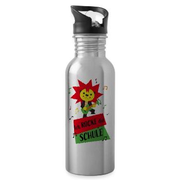 Ich rocke die Schule - Löwenpower - Trinkflasche mit integriertem Trinkhalm - Lightsilver - Rechts