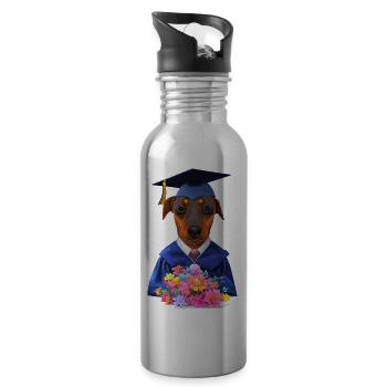 Bachelor Hunde Dobermann Schulabschluss Studium - Trinkflasche mit integriertem Trinkhalm - Lightsilver - Rechts