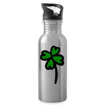 Kleeblatt - Trinkflasche mit integriertem Trinkhalm - Lightsilver - Rechts