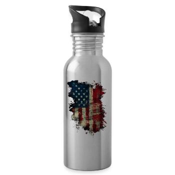 Grunge America - Water bottle with straw - silver - Right