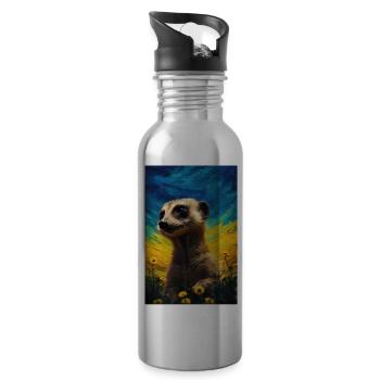 Erdmännchen - Trinkflasche mit integriertem Trinkhalm - Lightsilver - Rechts