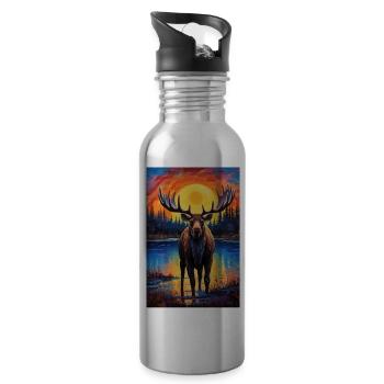 Elk - Water bottle with straw - silver - Right