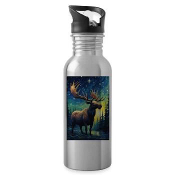 Elch - Trinkflasche mit integriertem Trinkhalm - Lightsilver - Rechts