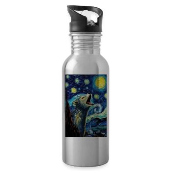 Wolf - Trinkflasche mit integriertem Trinkhalm - Lightsilver - Rechts