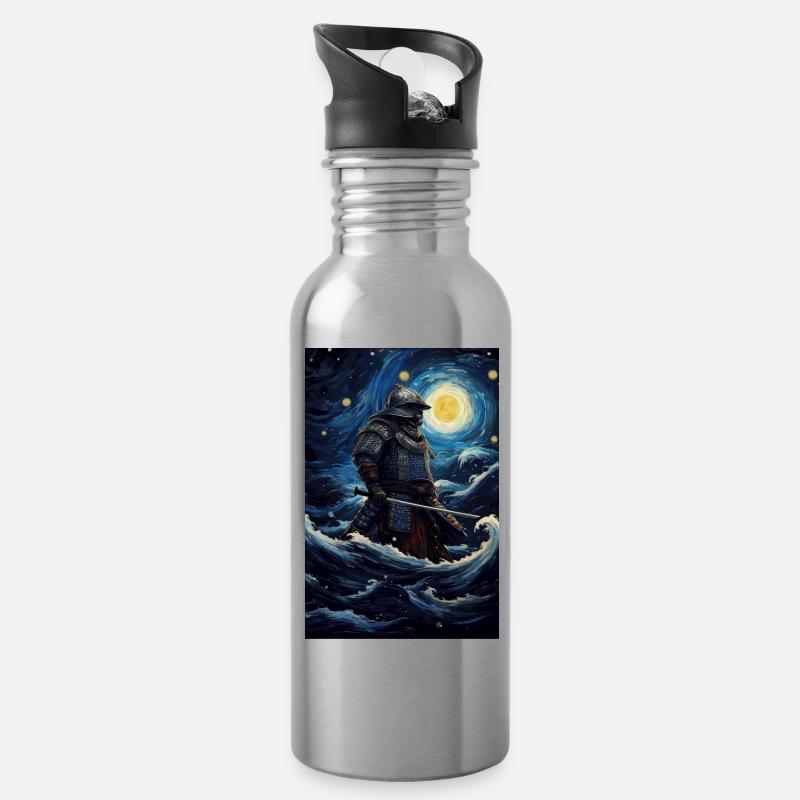 Samurai - Trinkflasche mit integriertem Trinkhalm - Lightsilver