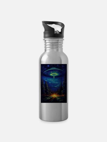 UFO - Trinkflasche mit integriertem Trinkhalm - Lightsilver
