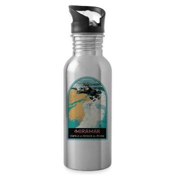 Senhor da Pedra Kapelle, Strand von Miramar - Trinkflasche mit integriertem Trinkhalm - Lightsilver - Rechts