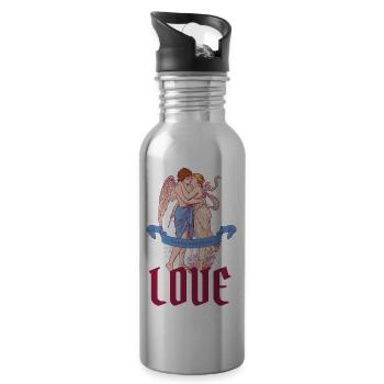 Couple Partner Lovers Pure Love Wedding Heartful - Trinkflasche mit integriertem Trinkhalm - Lightsilver - Rechts