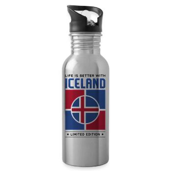 Iceland - Water bottle with straw - silver - Right