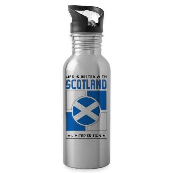 Scotland - Water bottle with straw - silver - Right