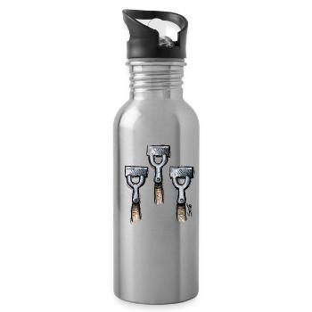 Funny Christmas Xmas Visual Pun - Water bottle with straw - silver - Right