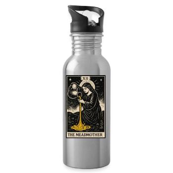 Meadmother Tarotkarte Kunstdruck - Trinkflasche mit integriertem Trinkhalm - Lightsilver - Rechts
