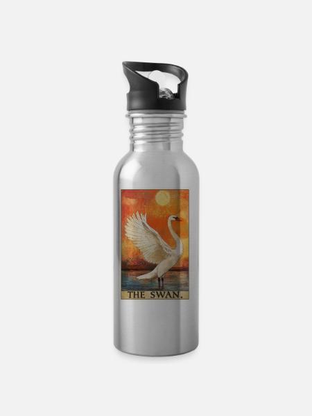Schwäne Schwan - Trinkflasche mit integriertem Trinkhalm - Lightsilver
