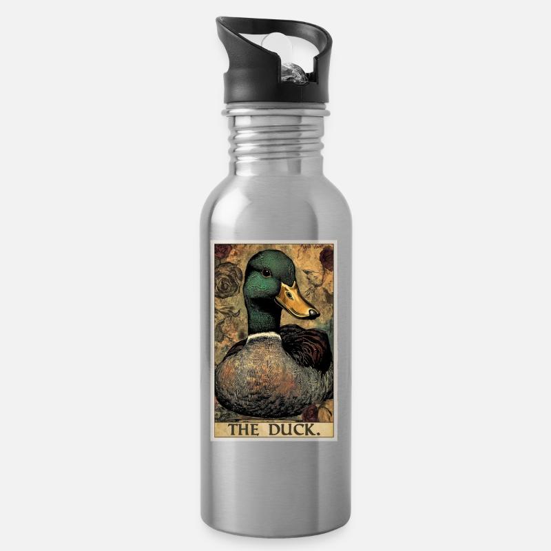 Enten Ente - Trinkflasche mit integriertem Trinkhalm - Lightsilver