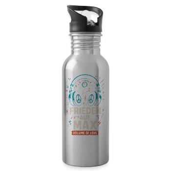 Peace on Max, Music Volume of Love Festival - Water bottle with straw - silver - Right