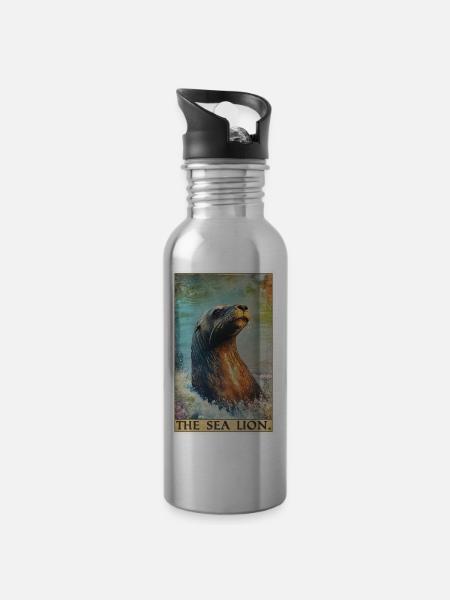 Seelöwen Seelöwe - Trinkflasche mit integriertem Trinkhalm - Lightsilver