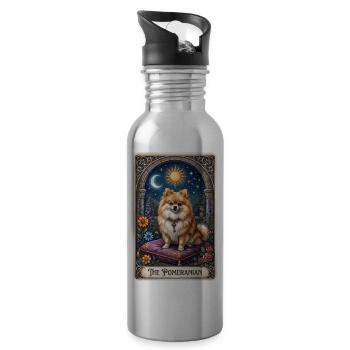 Pomeranian Moon Sun Magic - Water bottle with straw - silver - Right