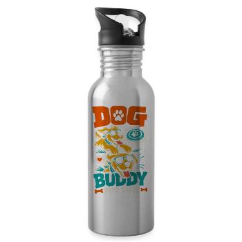 Dog Buddy For Life Drôle Dog Lover - Gourde avec paille intégrée - argent clair - Droite