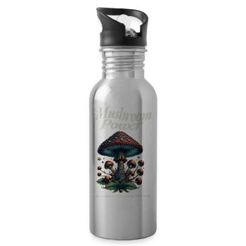Mushroom Power Pilzenergie - Trinkflasche mit integriertem Trinkhalm - Lightsilver - Rechts