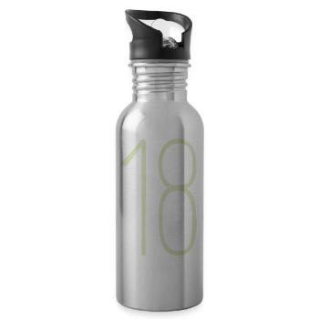 18 Geburtstag Zahl Grafik - Trinkflasche mit integriertem Trinkhalm - Lightsilver - Rechts