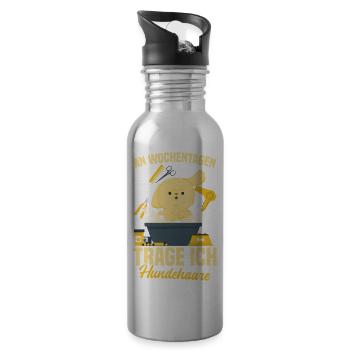 An Wochentagen trage ich Hundehaare - Trinkflasche mit integriertem Trinkhalm - Lightsilver - Rechts
