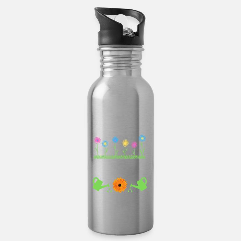 Rente Garten Rentner Gärtner Blumen Ruhestand - Trinkflasche mit integriertem Trinkhalm - Lightsilver