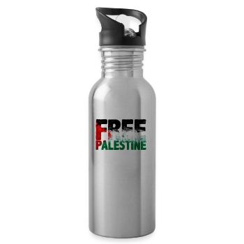 Palestine libre - Gourde avec paille intégrée - argent clair - Droite