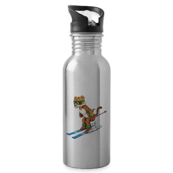 Zillertal Tirol Österreich Retro Ski Tiger - Trinkflasche mit integriertem Trinkhalm - Lightsilver - Rechts