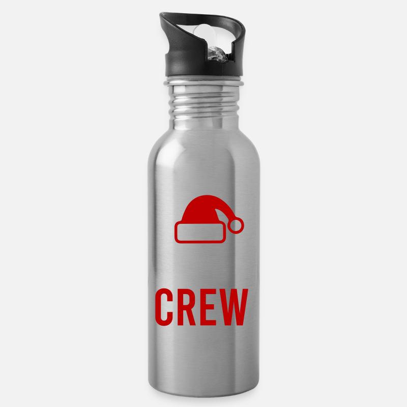 christmas crew - Trinkflasche mit integriertem Trinkhalm - Lightsilver
