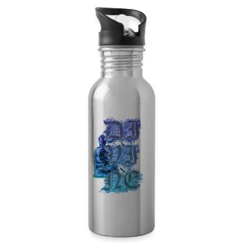 Divine Buddha Sacred Geometry Abstract - Water bottle with straw - silver - Right