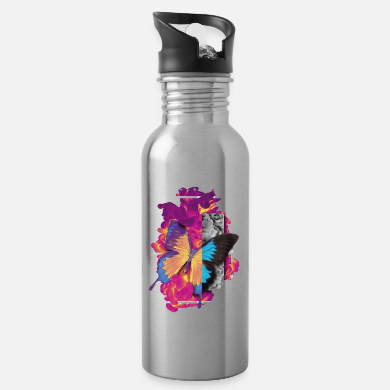 MÉTAMORPHOSE CONCEPTION ASTUCIEUSE DE PAPILLON - Gourde avec paille intégrée - argent clair