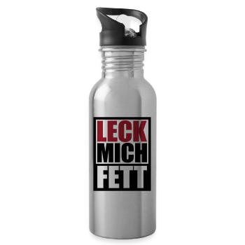 Leck Mich Fett | Farben änderbar - Trinkflasche mit integriertem Trinkhalm - Lightsilver - Rechts