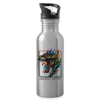 Drachenkopf: Eine Hommage an alte Mythen - Trinkflasche mit integriertem Trinkhalm - Lightsilver - Rechts