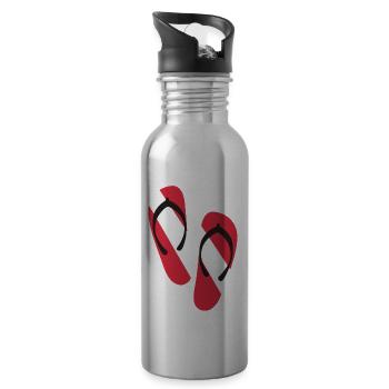 Slippers Red and White - Water bottle with straw - silver - Right