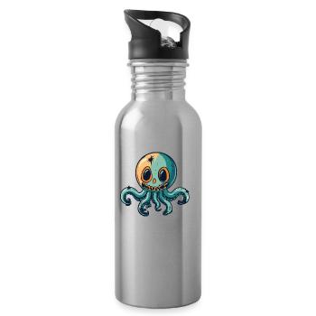 Oktopus Halloween Zombie - Trinkflasche mit integriertem Trinkhalm - Lightsilver - Rechts