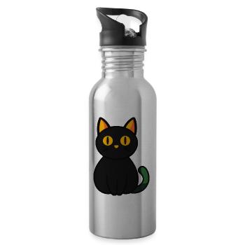 Cat Halloween Funny Cat - Water bottle with straw - silver - Right