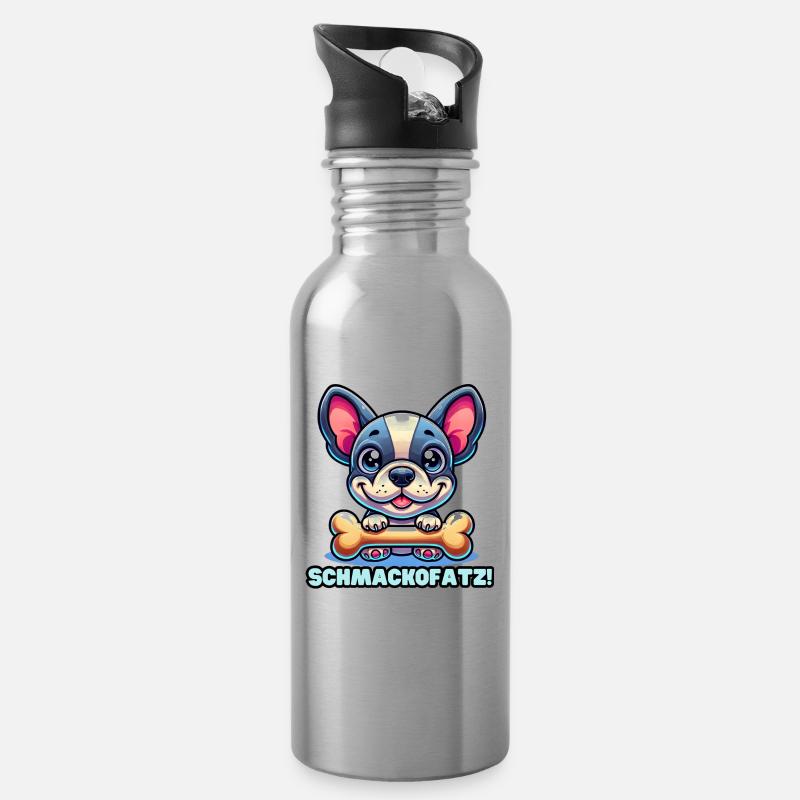 Schmackofatz 2 - Trinkflasche mit integriertem Trinkhalm - Lightsilver