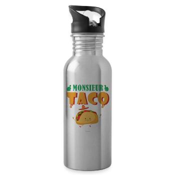 Monsieur Taco Humor Mexikanische mexikanische Küche - Trinkflasche mit integriertem Trinkhalm - Lightsilver - Rechts