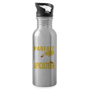 papy apiculteur pas parfait papi abeilles miel - Gourde avec paille intégrée - argent clair - Droite