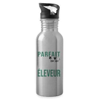 papy pas parfait grand père éleveur brebis mouton - Gourde avec paille intégrée - argent clair - Droite