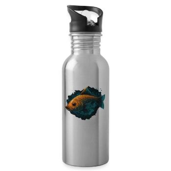 Fish Head - Water bottle with straw - silver - Right