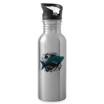Schöner Fisch - Trinkflasche mit integriertem Trinkhalm - Lightsilver - Rechts